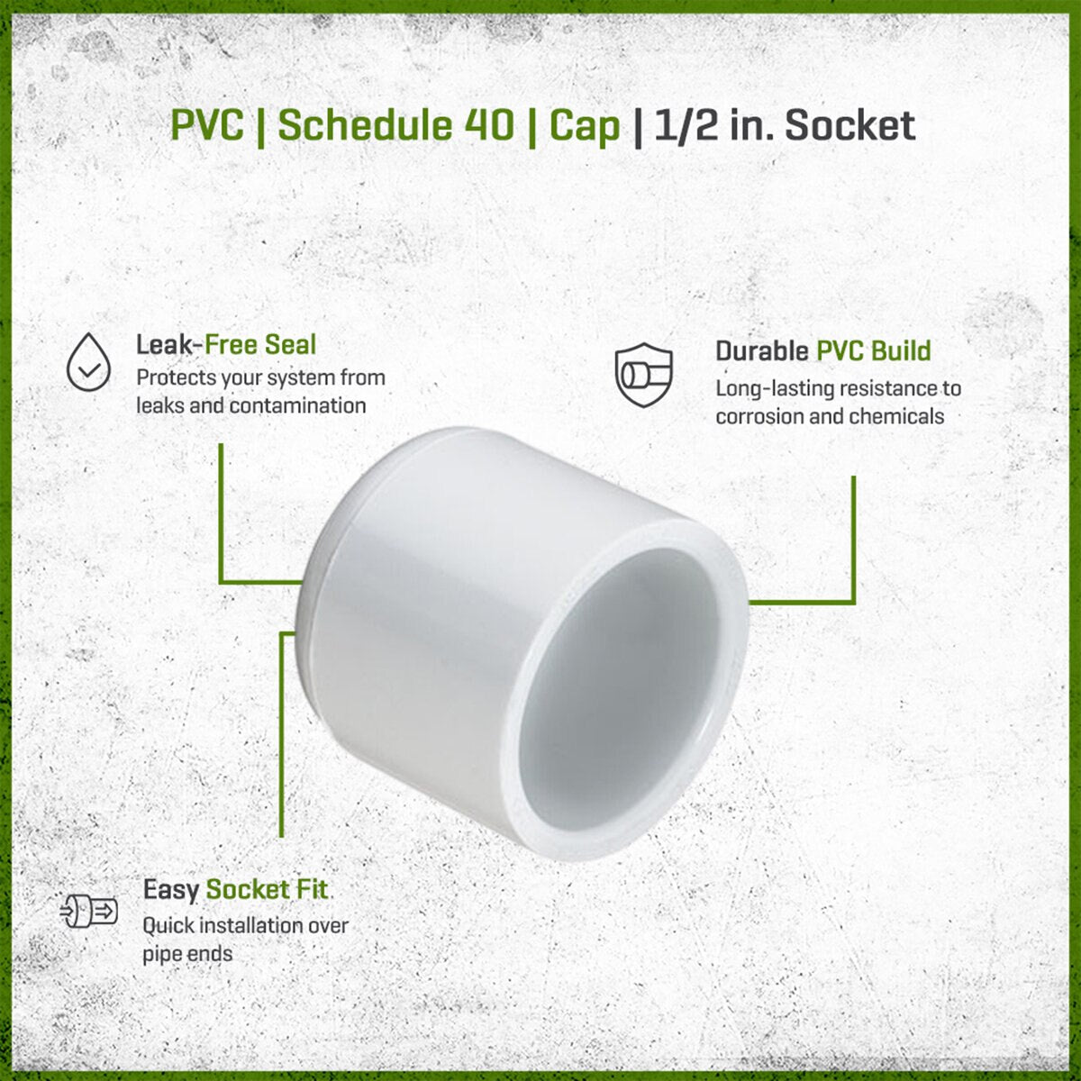 447-005 Sch 40 PVC Cap 1/2 in. Socket | Spears