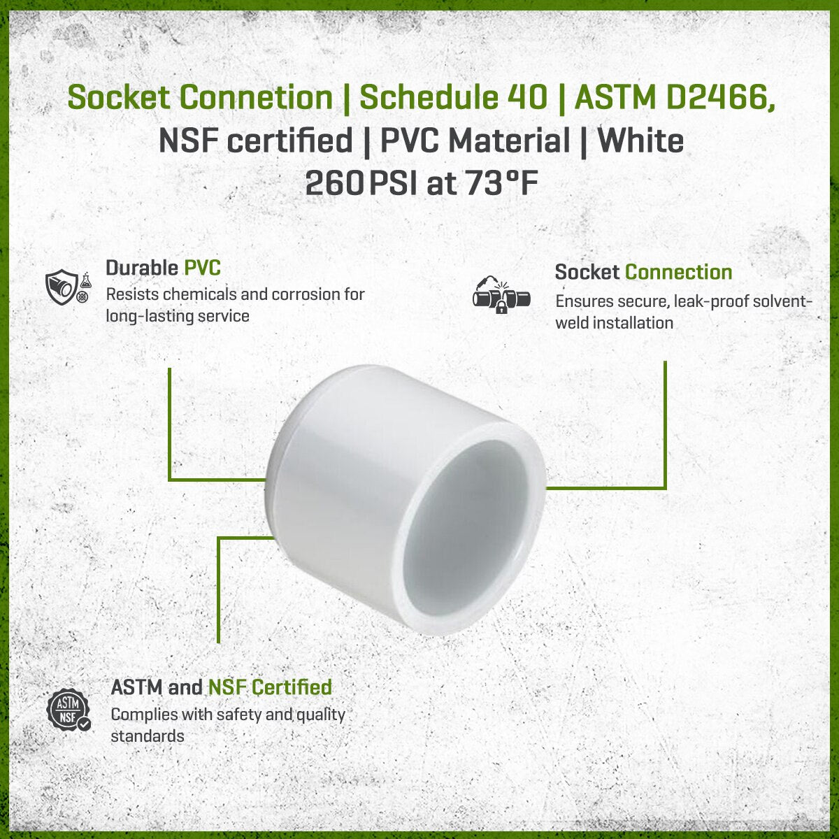 447-012 Sch 40 PVC Cap 1-1/4 in. Socket | Spears