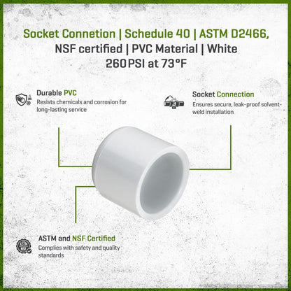 447-012 Sch 40 PVC Cap 1-1/4 in. Socket | Spears