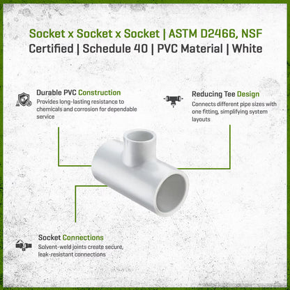 401-131 Sch 40 PVC Reducing Tee 1 in. x 3/4 in. Socket | Spears