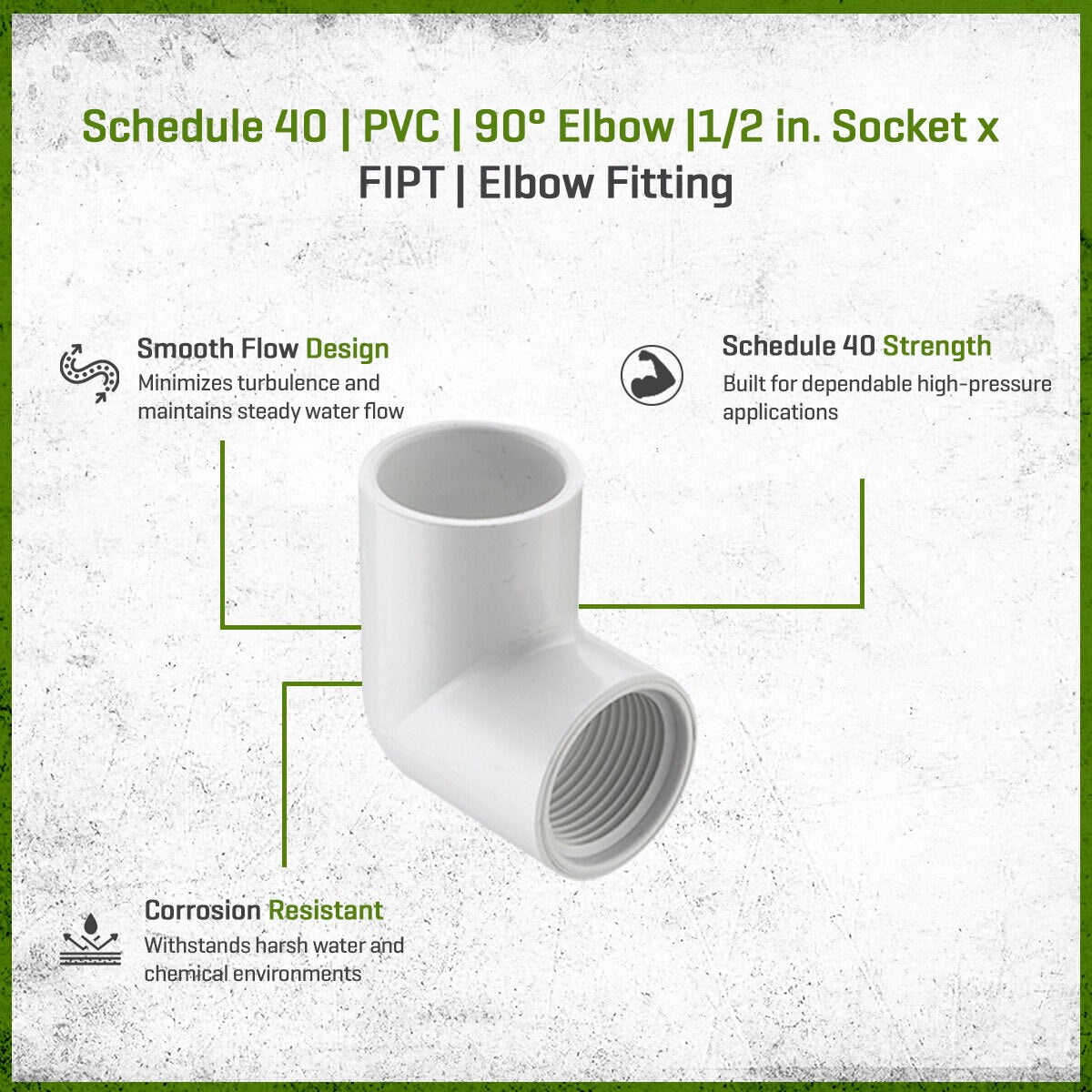407-005 Sch 40 PVC 90 Degree Elbow 1/2 in. Socket x FIPT | Spears
