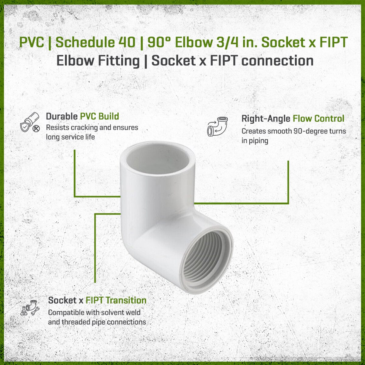 407-007 Sch 40 PVC 90 Degree Elbow 3/4 in. Socket x FIPT | Spears