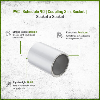 429-030 Sch 40 PVC Coupling 3 in. Socket | Spears