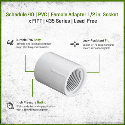 435-005 Sch 40 PVC Female Adapter 1/2 in. Socket x FIPT | Spears