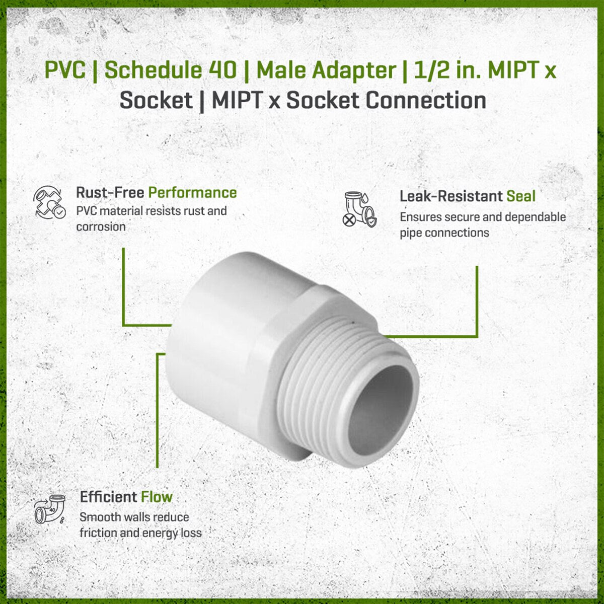 Sch 40 PVC Male Adapter 1/2 in. MIPT x Socket