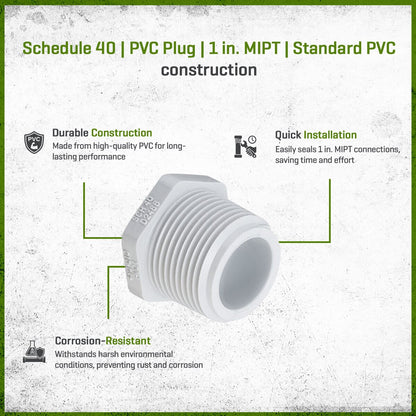 450-010 Sch 40 PVC Plug 1 in. MIPT | Spears