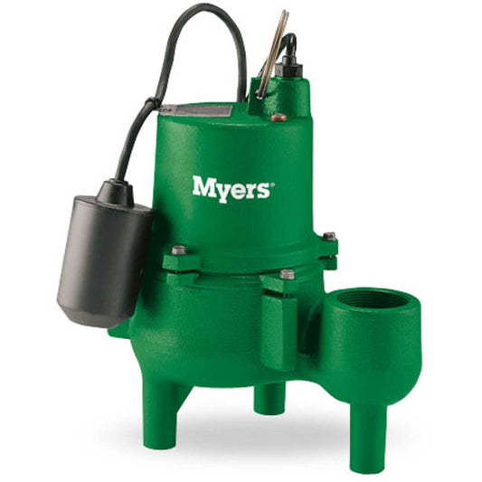 Myers Srm4 Submersible Sewage Pump 95 Gpm 4/10 HP 115V Auto/Float Switch w/ 10 ft. Cord Cast Iron