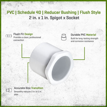 437-249 Sch 40 PVC Reducer Bushing Flush Style 2 in. x 1 in. Spigot x Socket  | Spears