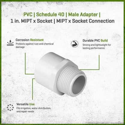 Sch 40 PVC Male Adapter 1 in. MIPT x Socket