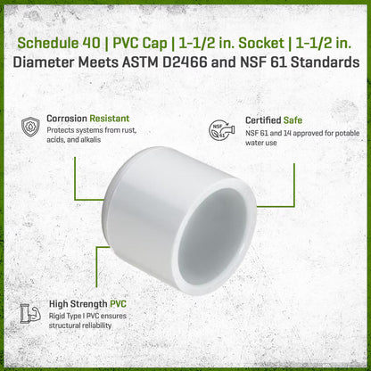 447-015  447-015 Sch 40 PVC Cap 1-1/2 in. Socket| Spears