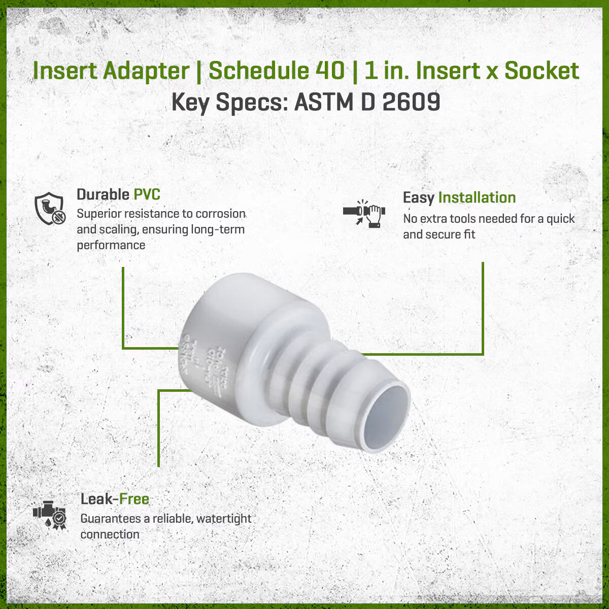 474-010 Sch 40 PVC Insert Adapter 1 in. Insert x Socket | Spears