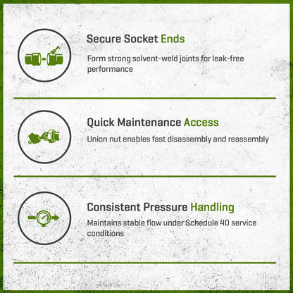 Spears Union Valve Schedule 40 PVC 1 in. Socket w/Buna-N O-Rings