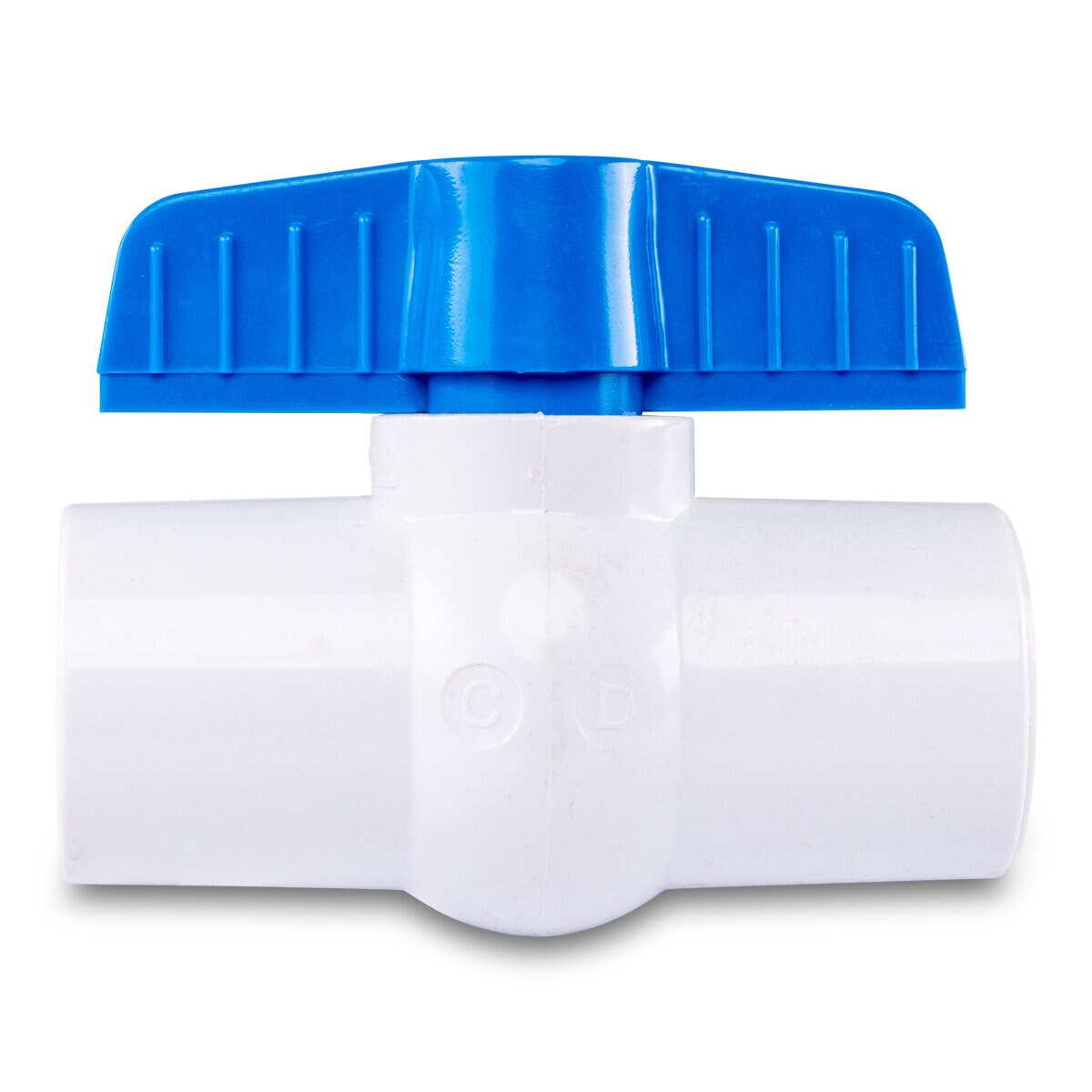 3/4 PVC White Ball Valve Slip 491 Commercial Blue Handle Colonial Lasco