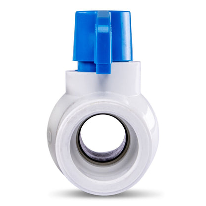 3/4 PVC White Ball Valve Slip 491 Commercial Blue Handle Colonial Lasco