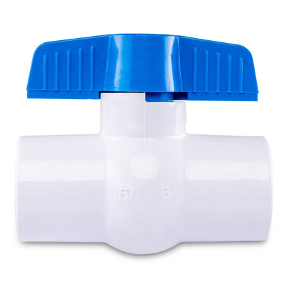 1 PVC White Ball Valve Slip 491 Commercial Blue Handle Colonial Lasco