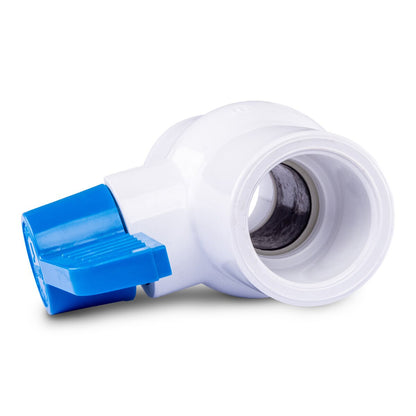 1 PVC White Ball Valve Slip 491 Commercial Blue Handle Colonial Lasco