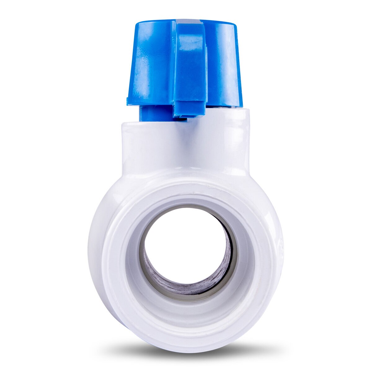 1 PVC White Ball Valve Slip 491 Commercial Blue Handle Colonial Lasco