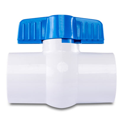 1-1/2 PVC White Ball Valve Slip 491 Commercial Blue Handle Colonial Lasco
