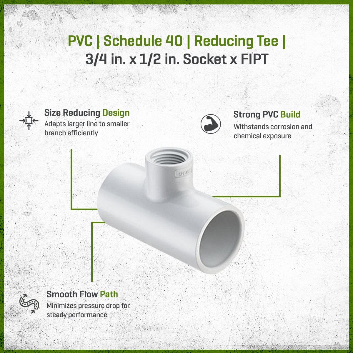 Sch 40 PVC Reducing Tee 3/4 in. x 1/2 in. Socket x FIPT