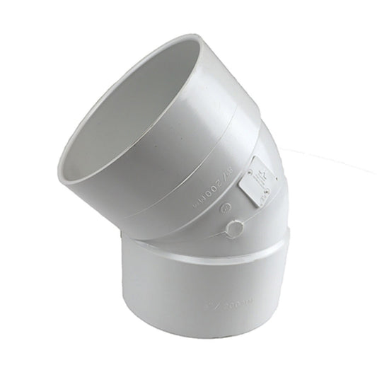 8P03 -NDS PVC S&D 45 Deg. Elbow HUB x HUB White 8 in.