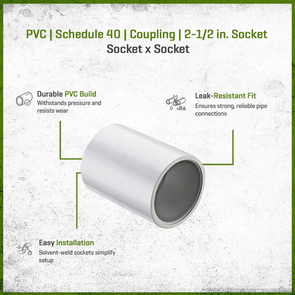 (5) Pack  429-025 Sch 40 PVC Coupling 2-1/2 in. Socket | Spears