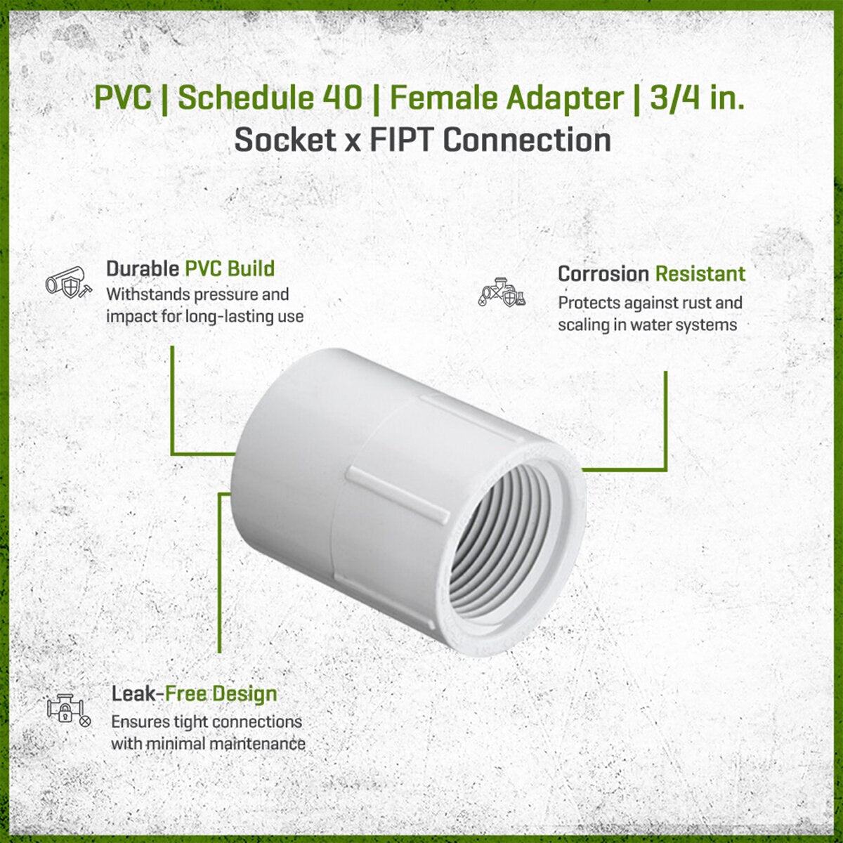 435-007 Sch 40 PVC Female Adapter 3/4 in. Socket x FIPT | Spears