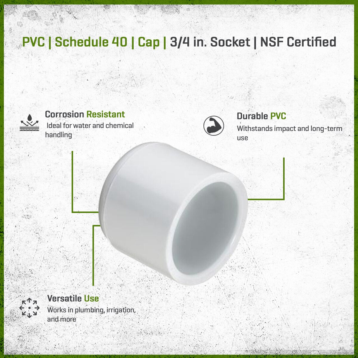 447-007 Sch 40 PVC Cap 3/4 in. Socket | Spears