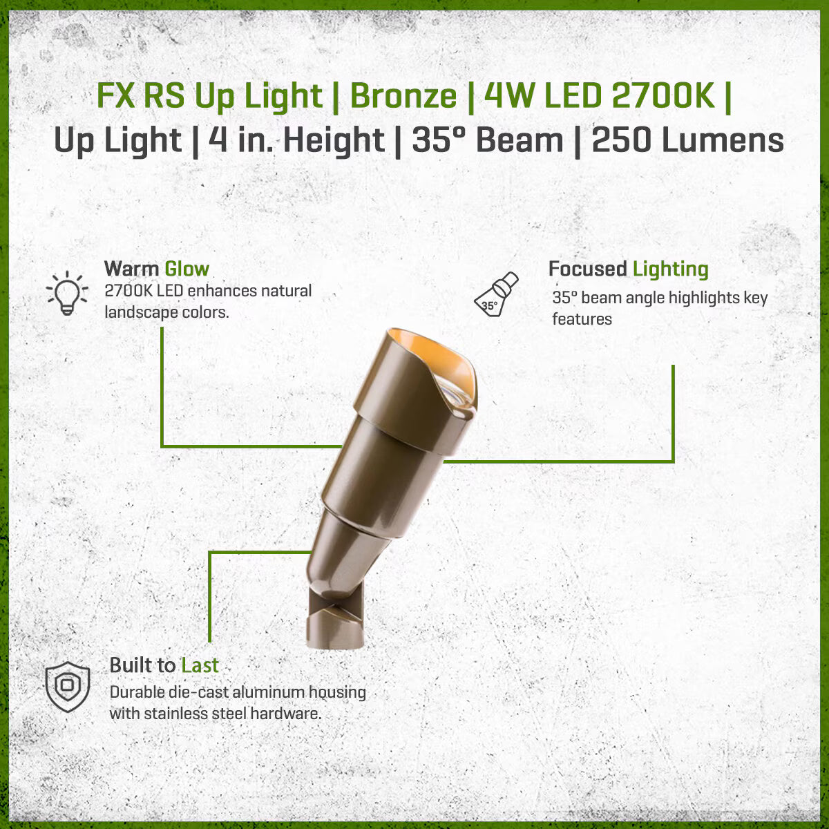 FX-RSLED20WFLBZ- RS Up Light Bronze 4W LED 2700K 35 Degree Aluminum Housing