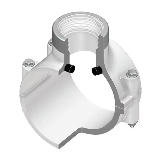 Spears Clam-On Saddle PVC 4 in. x 3 in. Fpt