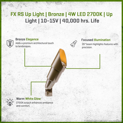 FX RS Up Light Aluminum Housing Bronze 4W 2700K 35 Deg. LED Long Shroud
