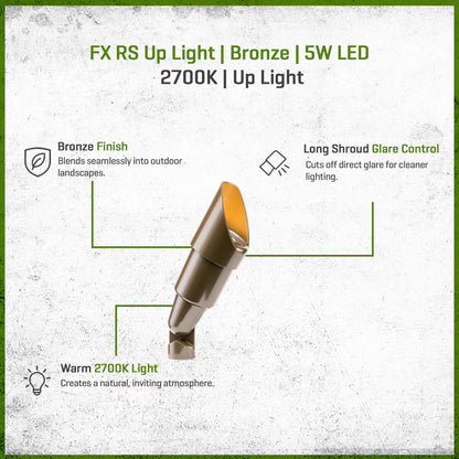 FX-RSLED35WFLLSBZ- RS Up Light Aluminum Housing Bronze 5W 2700K 35 Deg. LED Long Shroud