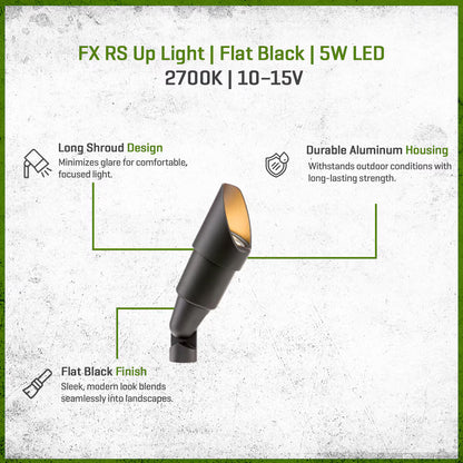 FX-RSLED35WFLLSFB- RS Up Light Aluminum Housing Flat Black 5W 2700K 35 Degree LED Long Shroud