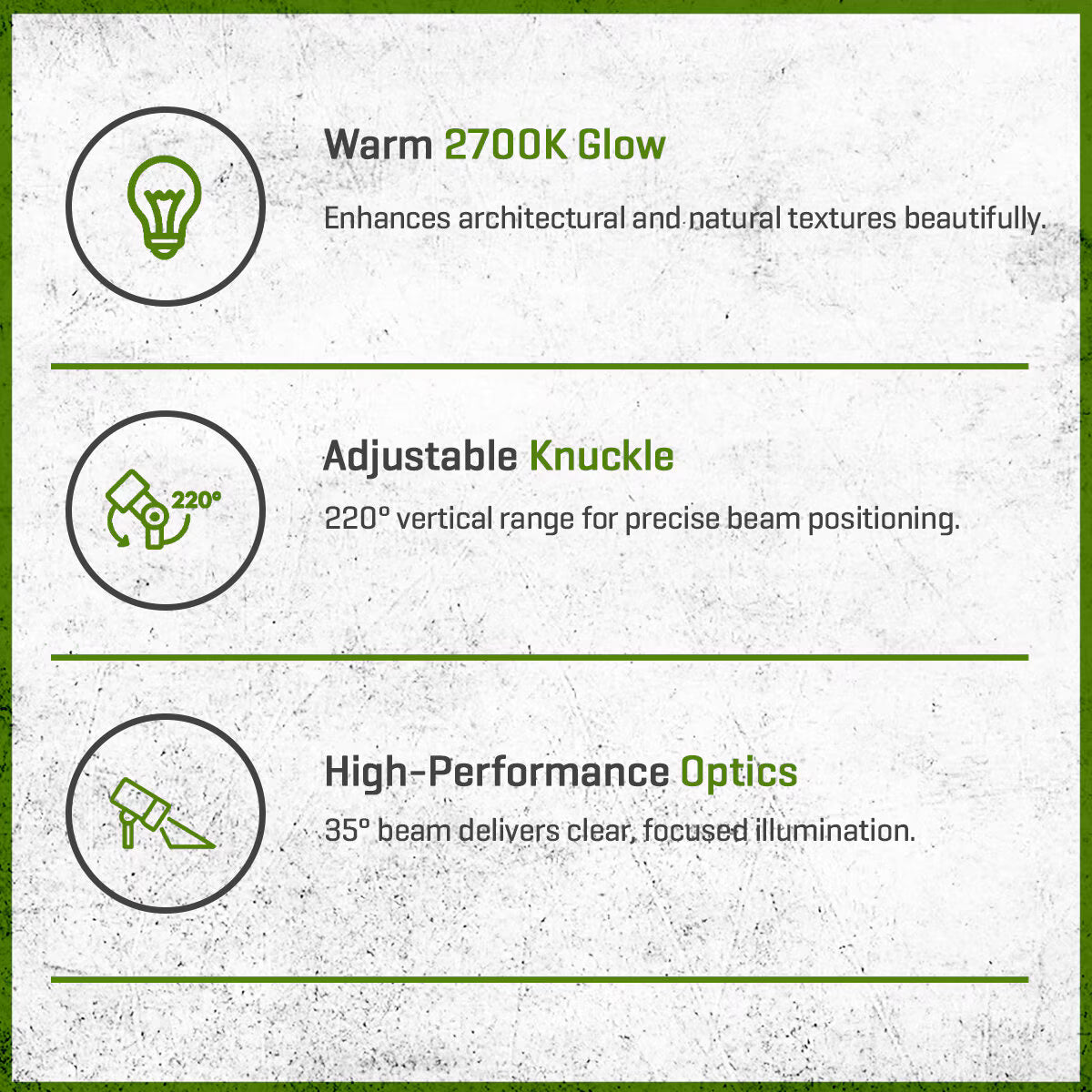 FX RS Up Light Aluminum Housing Flat Black 5W 2700K 35 Degree LED Long Shroud