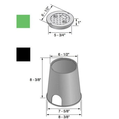 NDS Standard Series Round Valve Box with Cover, Black Box/Green Cover, 6 in. Diameter, HDPE Construction, Overlapping Design, 8-2/3 in. Height
