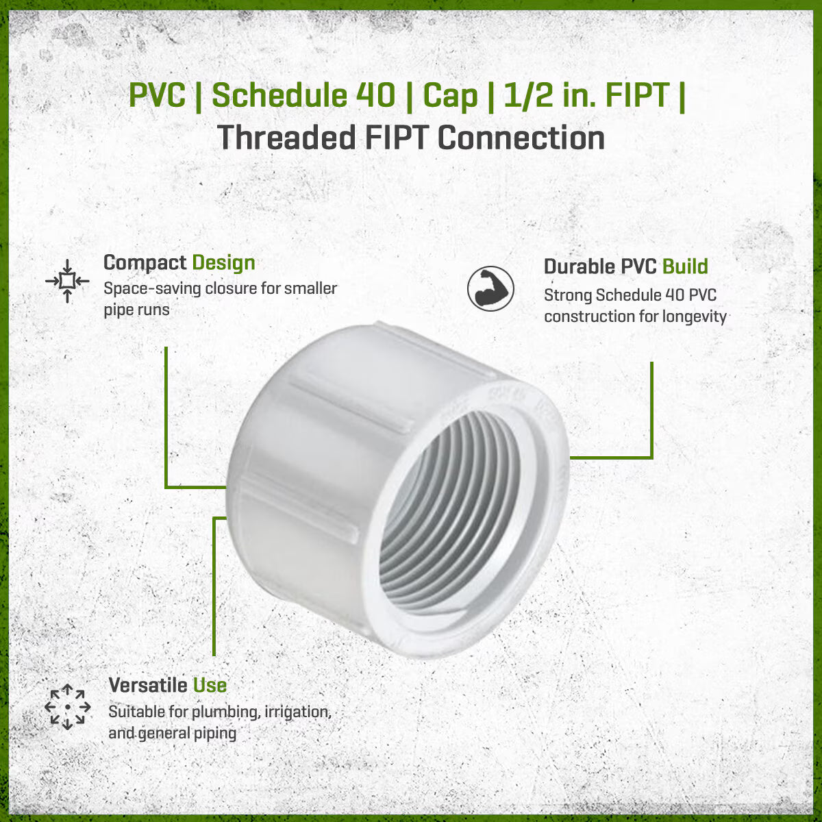 Sch 40 PVC Cap 1/2 in. FIPT