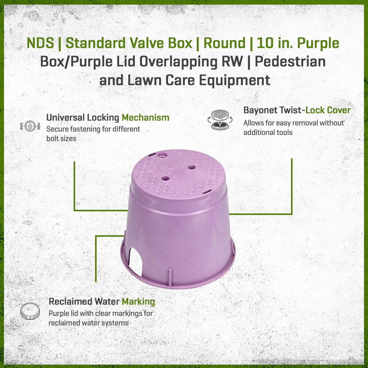 NDS Standard Valve Box Round 10 in. Purple Box/Purple Lid Overlapping RW