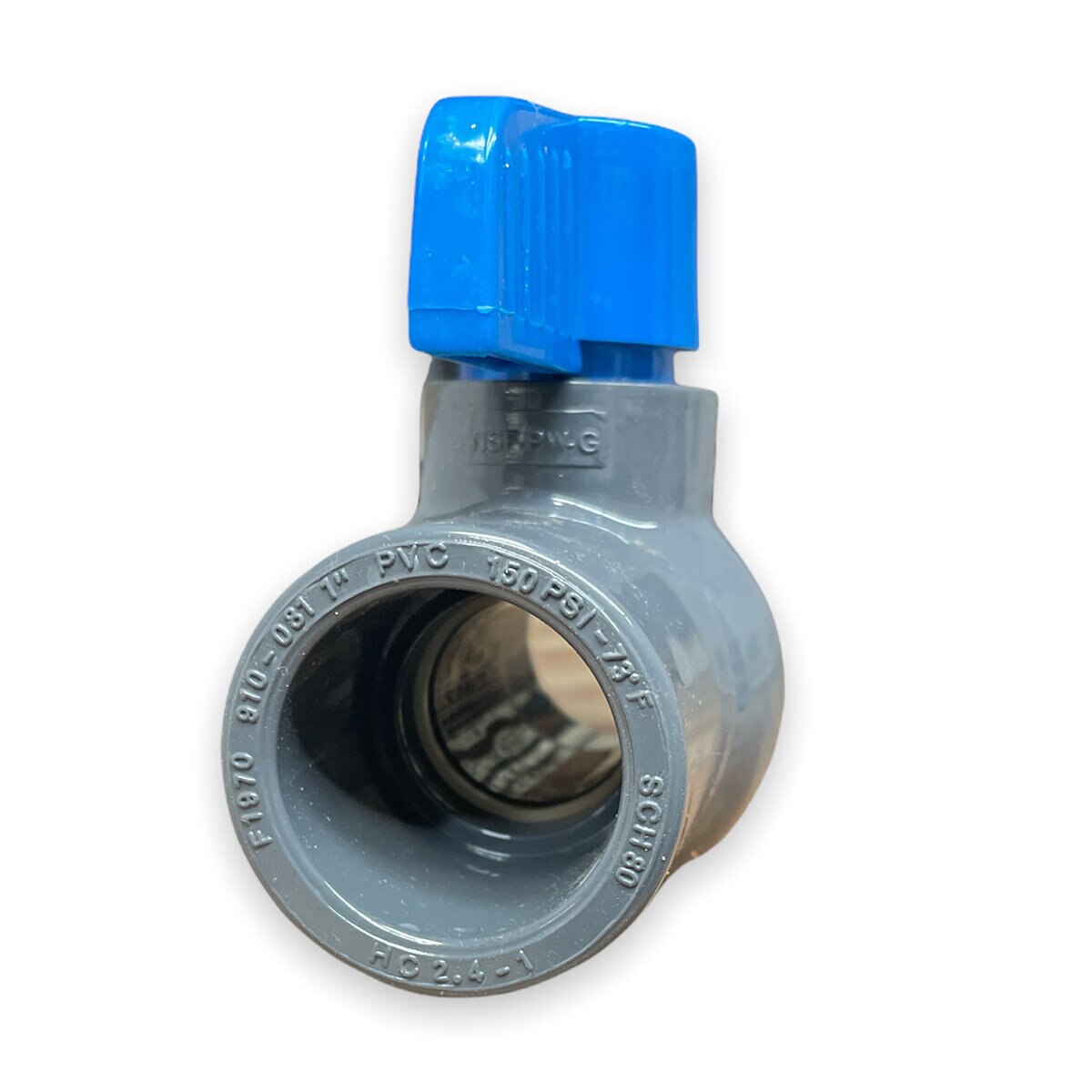 1 PVC Gray Ball Valve Slip 491 Commercial Blue Handle Colonial Lasco