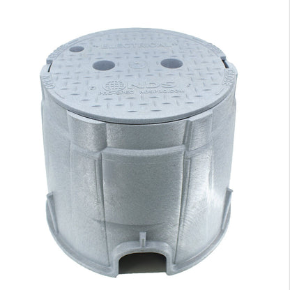 NDS Pro-Spec Electric Box CVR Gray Box/Gray Cover 10 in. Round with Bolt