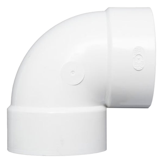 NDS PVC S&D 90 Deg. Elbow HUB x HUB White 4 in.