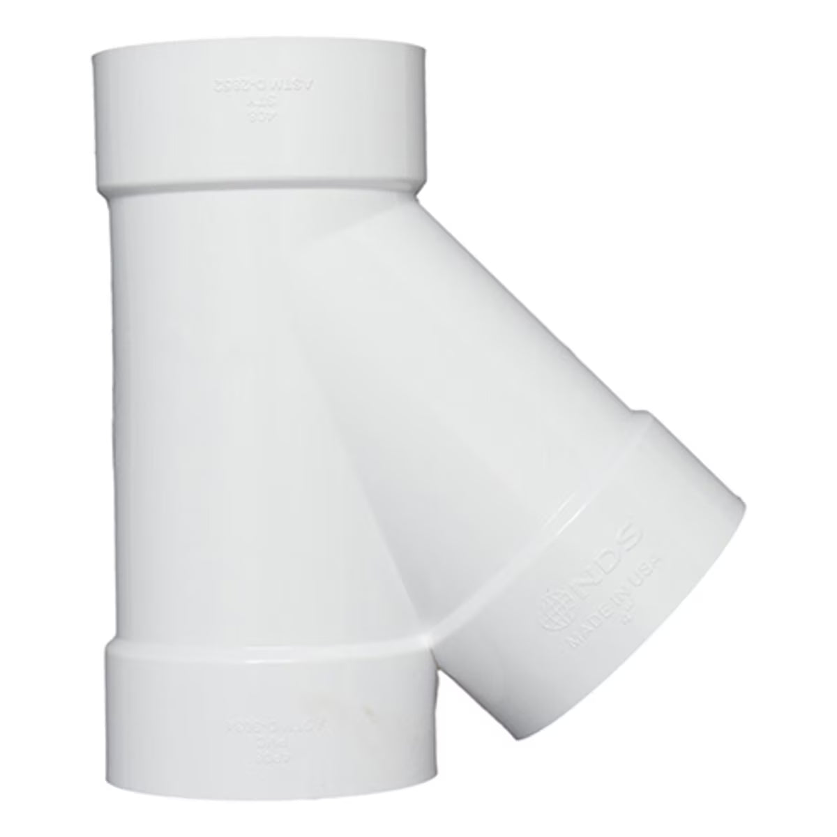 NDS PVC S&D 45 Deg. Wye HUB x HUB x HUB White 4 in.