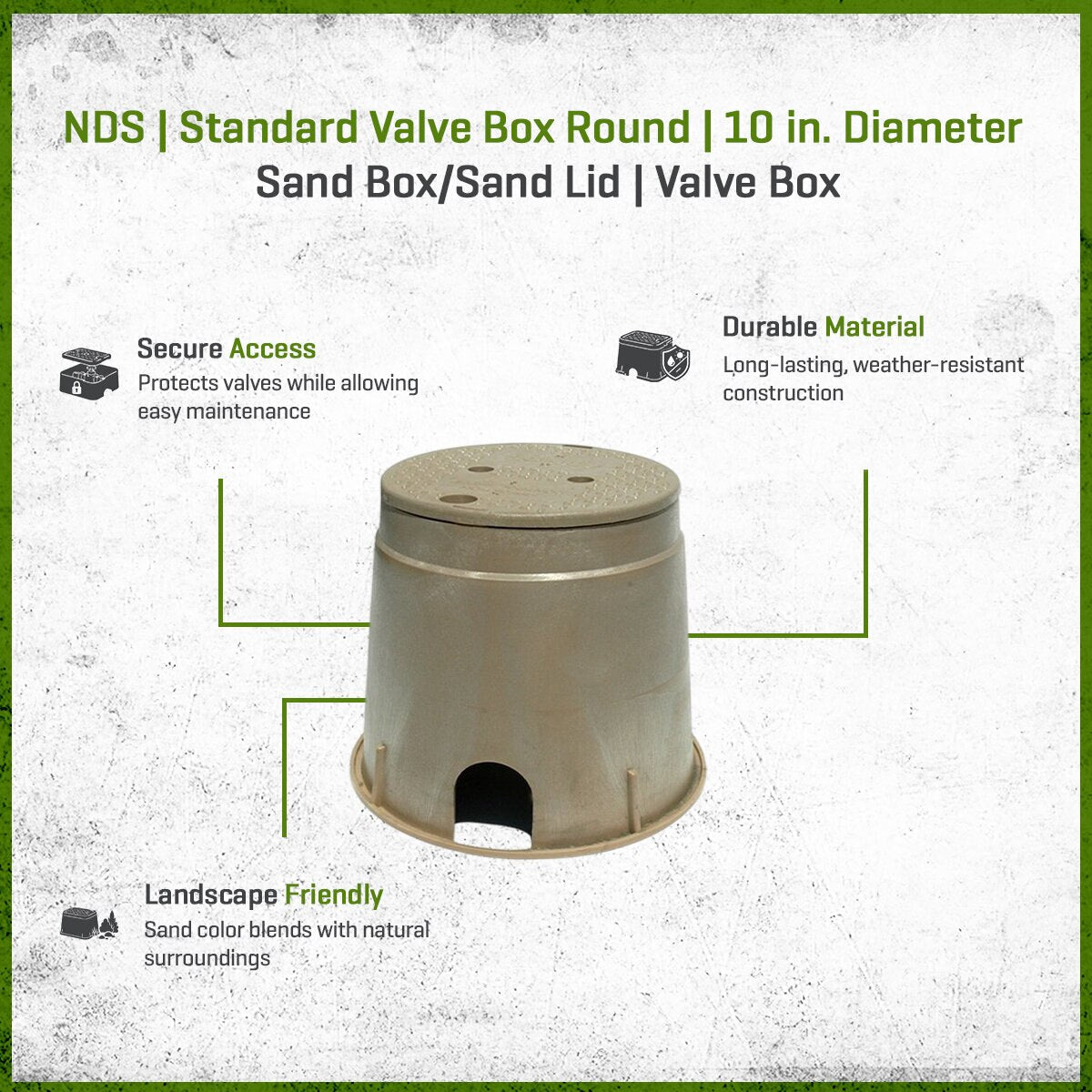 NDS Standard Valve Box Round 10 in. Sand Box/Sand Lid Overlapping ICV