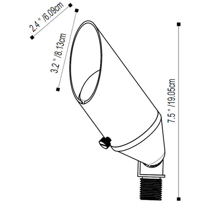 Pro-Trade BUL1 Brass Up Light w/ 3W 2700K 250 Lumen 38 Degree MR16 LED