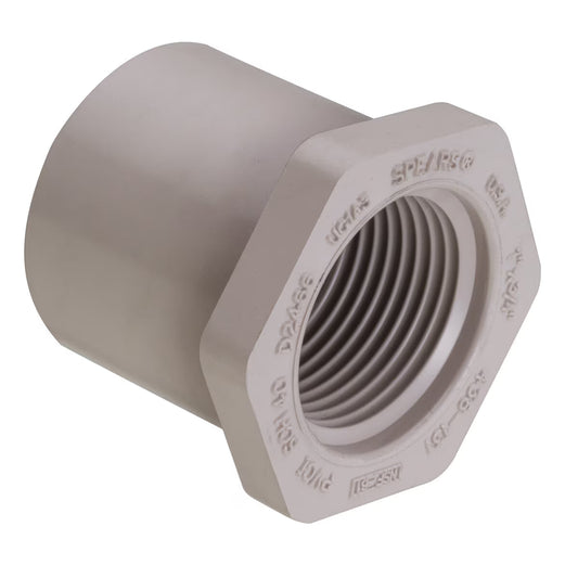 438-131UV  Sch 40 UV Resistant PVC Reducer Bushing Flush Style 1 in. x 3/4 in. Spigot x FIPT | Spears