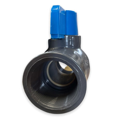 1-1/2 PVC Gray Ball Valve Thd 491 Commercial Blue Handle Colonial Lasco