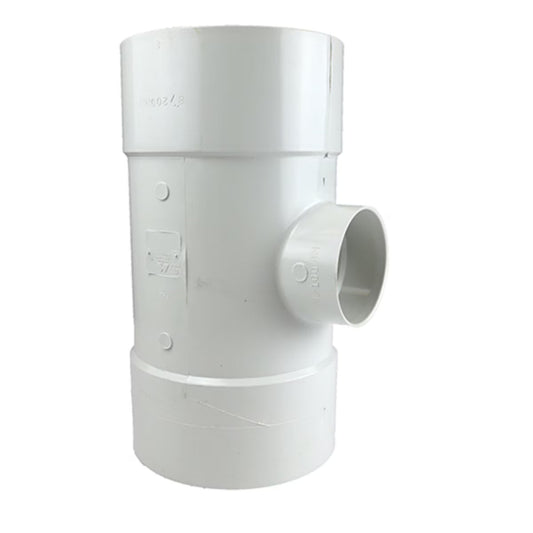 84P01 -NDS PVC S&D Tee HUB x HUB x HUB White 8 in. x 4 in.