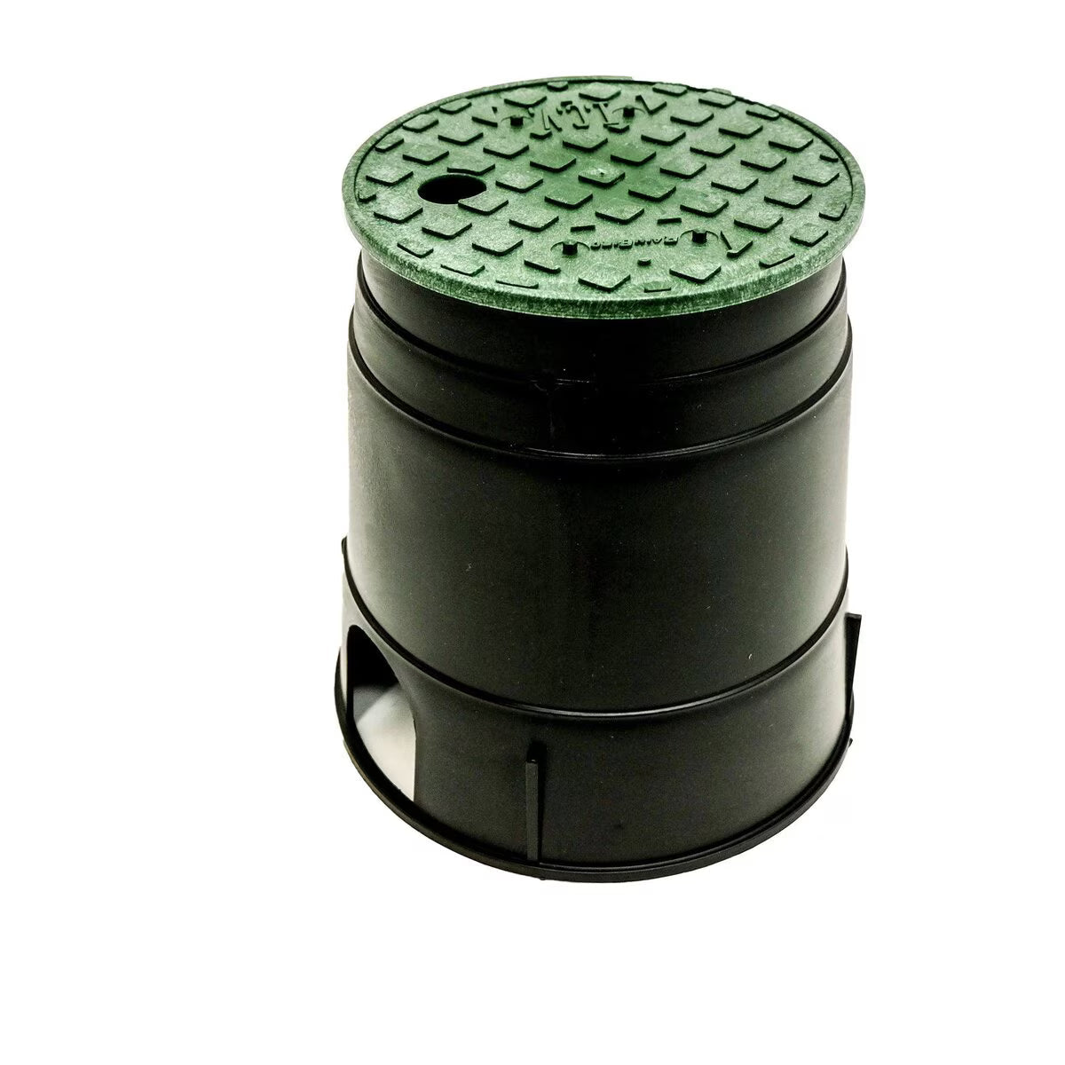Rain Bird Valve Box Black Body Round w/ Overlapping Green Lid 6 in.