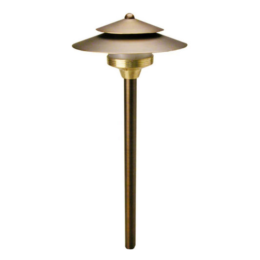Unique  SA-12-L2  Saturn Path Light 12V Riser Brass Housing Weathered Brass Finish 2W 3000K LED