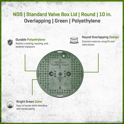 NDS Standard Valve Box Lid Round 10 in. Overlapping Green Polyethylene ICV Lid Only