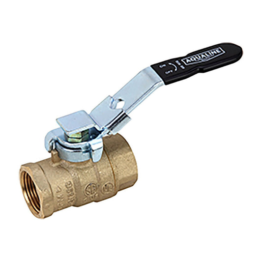 Aqualine Full Port Ball Valve Brass 1-1/2 in. Threaded w/ Locking Handle