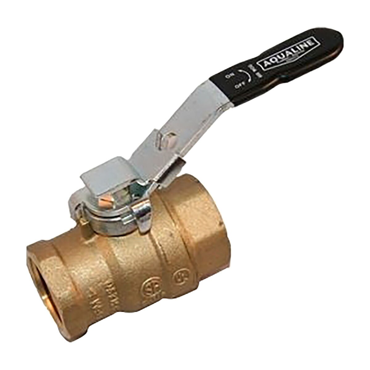 Aqualine Full Port Ball Valve Brass 2 in. Threaded w/ Locking Handle 600 WOG
